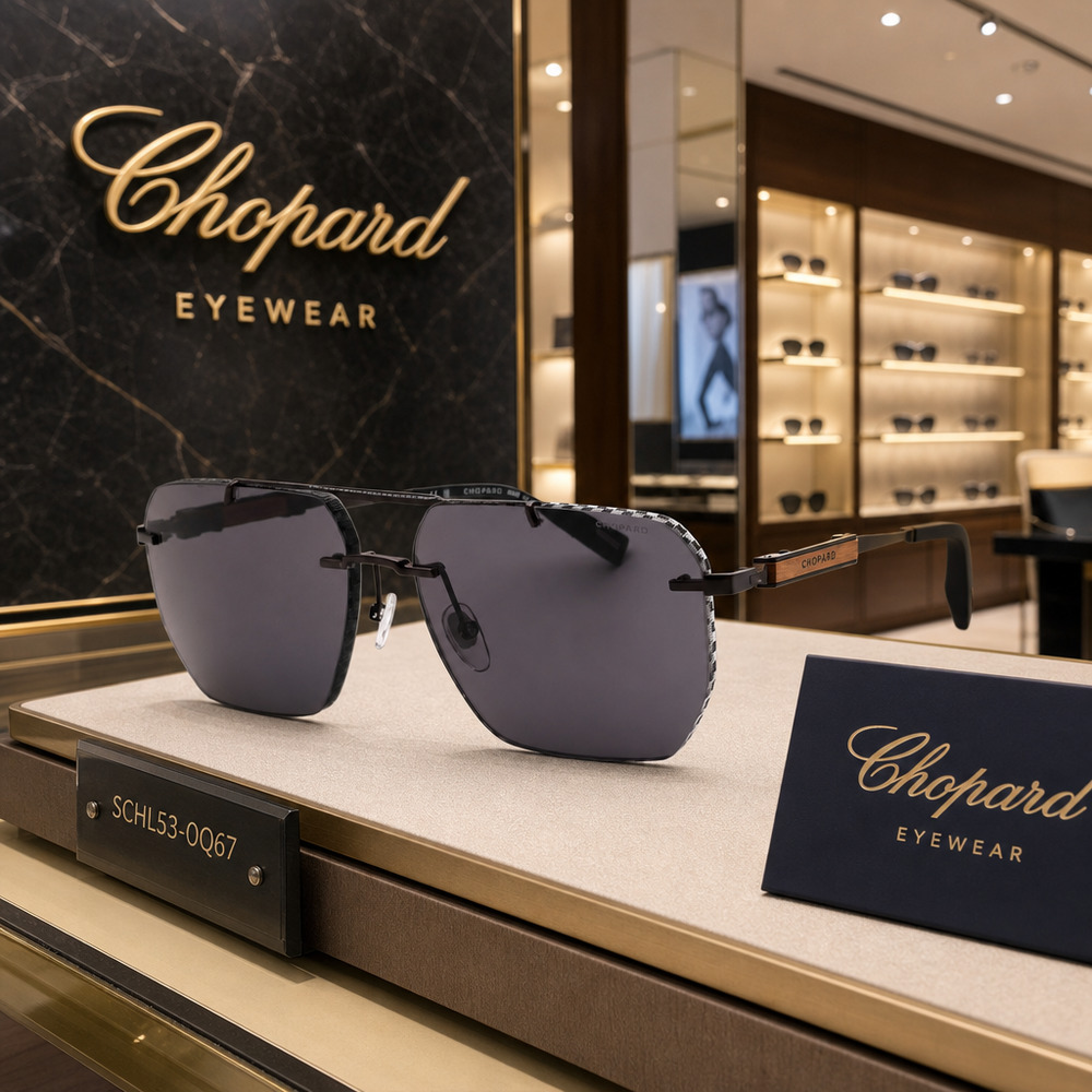 💎 NIB Authentic CHOPARD SCHL53 Rimless Luxury Shield Sunglasses